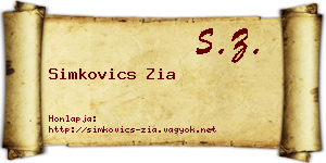 Simkovics Zia névjegykártya